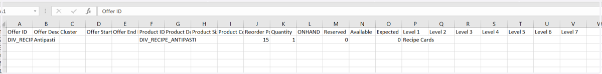 Sample CSV template