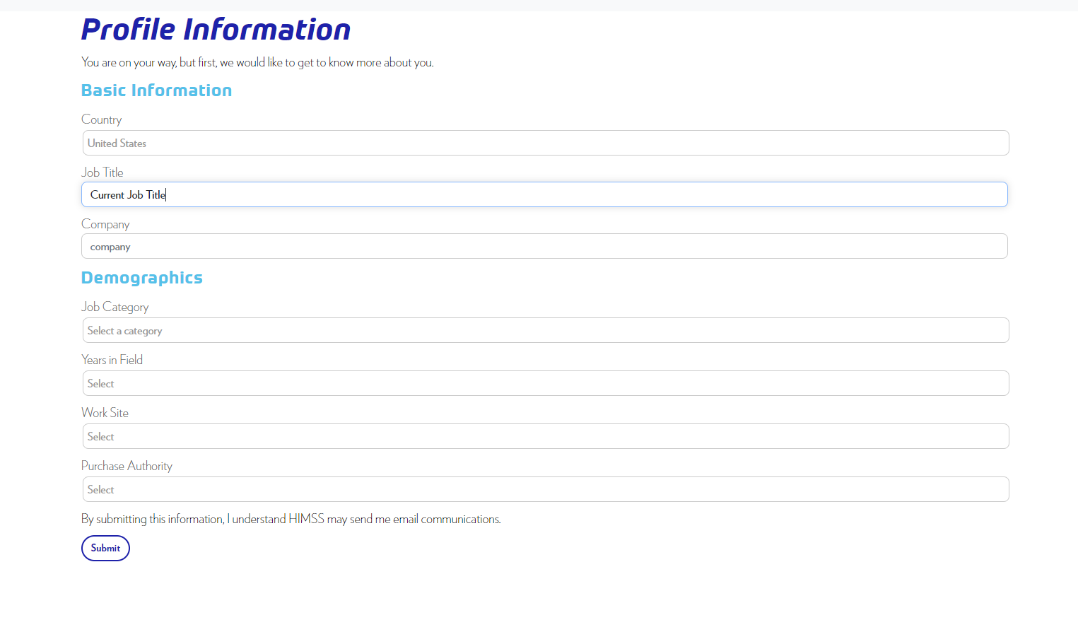 Complete or Verify the Profile Information