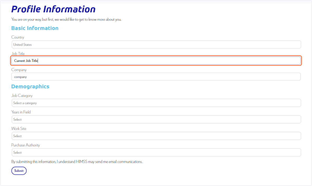 Complete or Verify the Profile Information