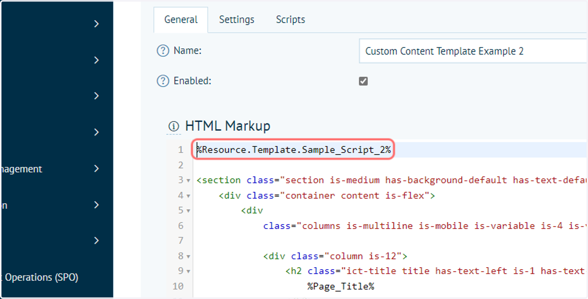 Paste the token into the HTML markup