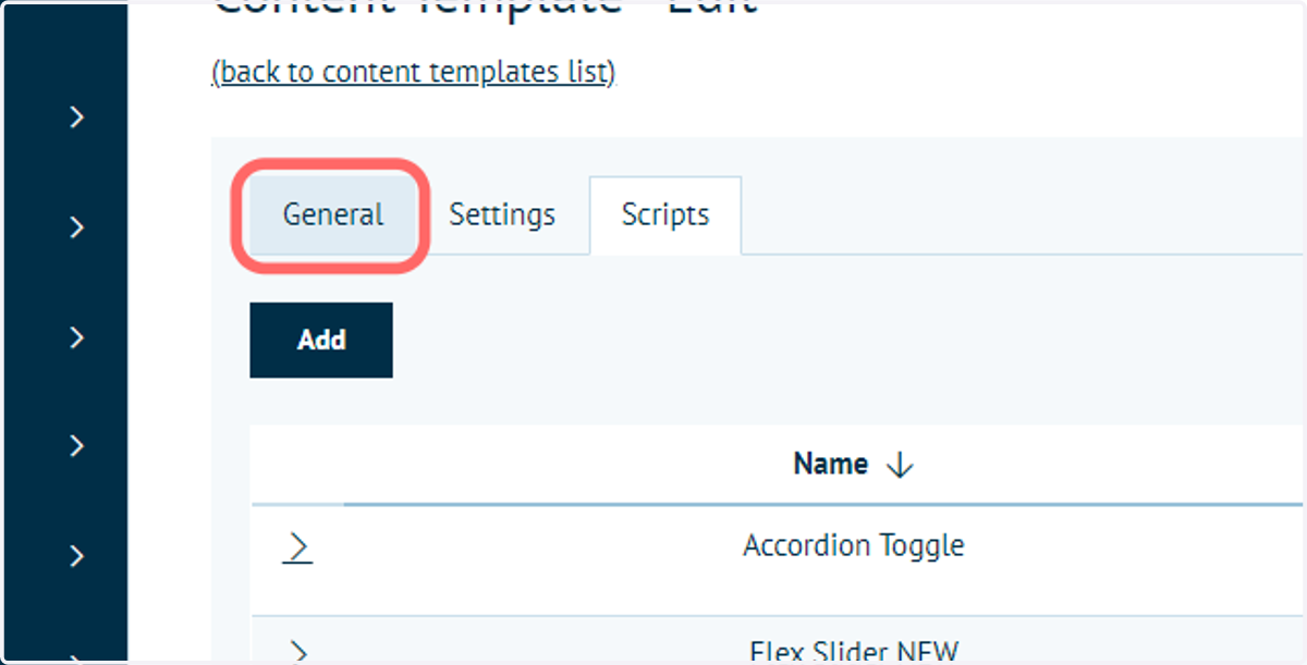 Click on General