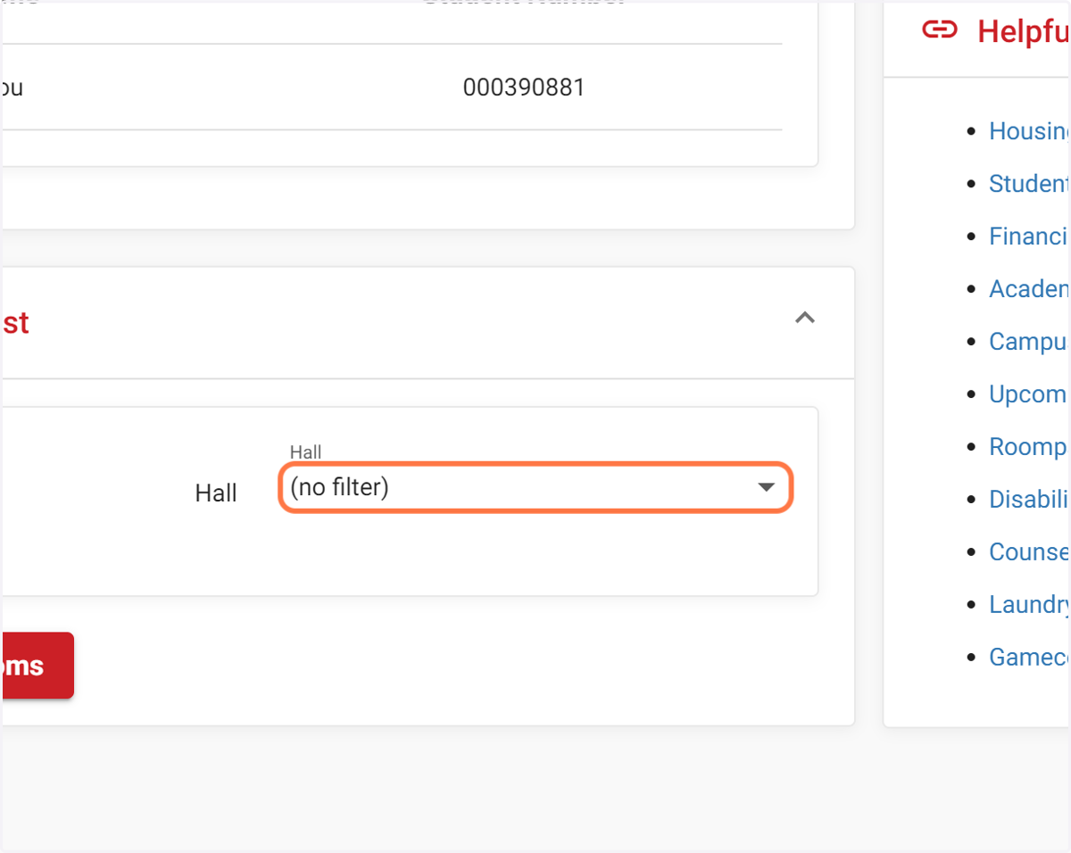Click on Hall and Search for Your Preferred Hall