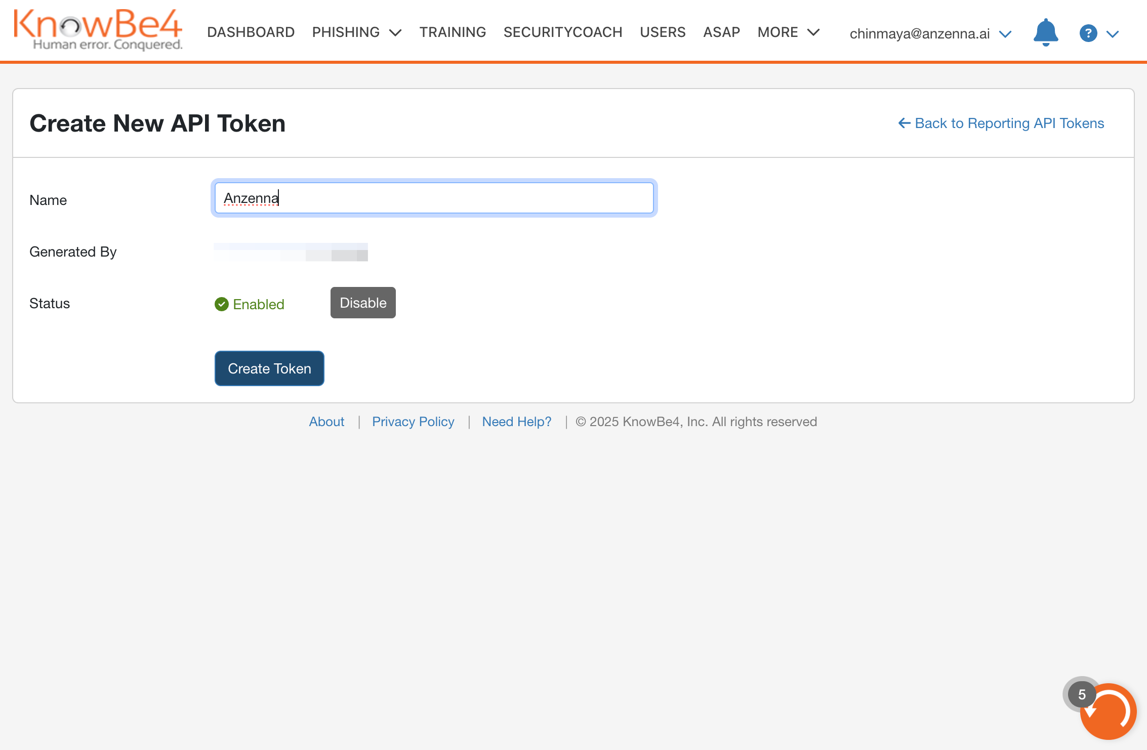 Click on Create Token