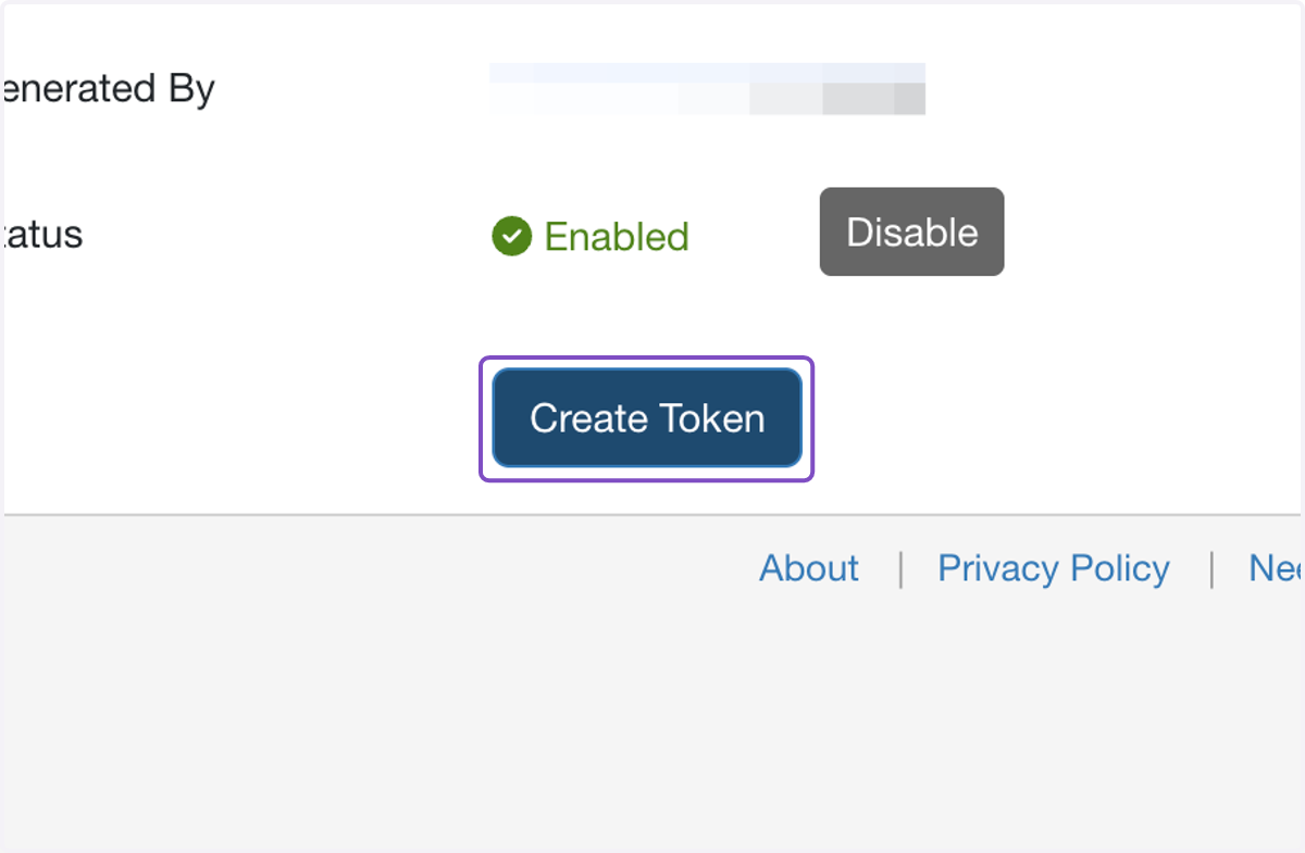Click on Create Token