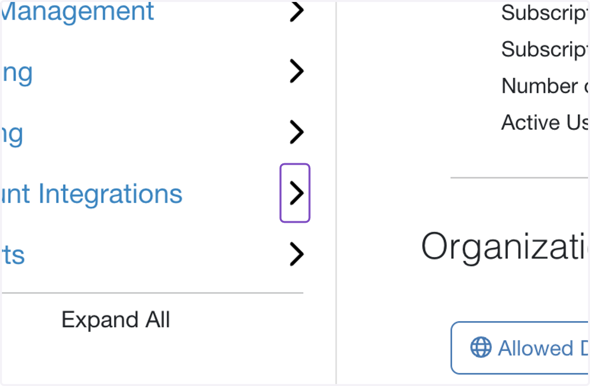Click on Account Integrations