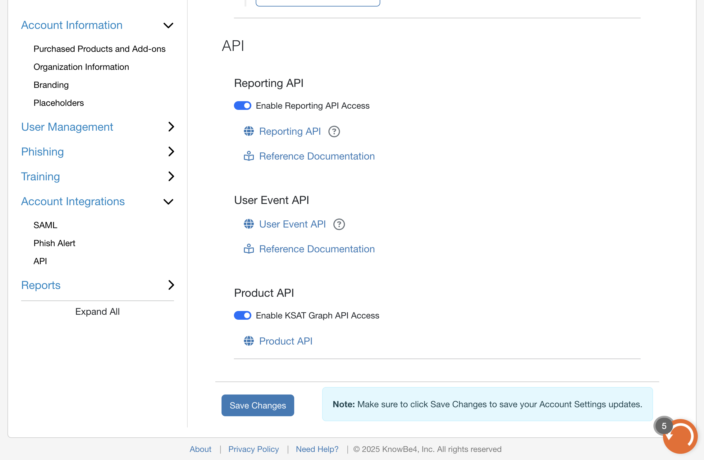 Click on Reporting API