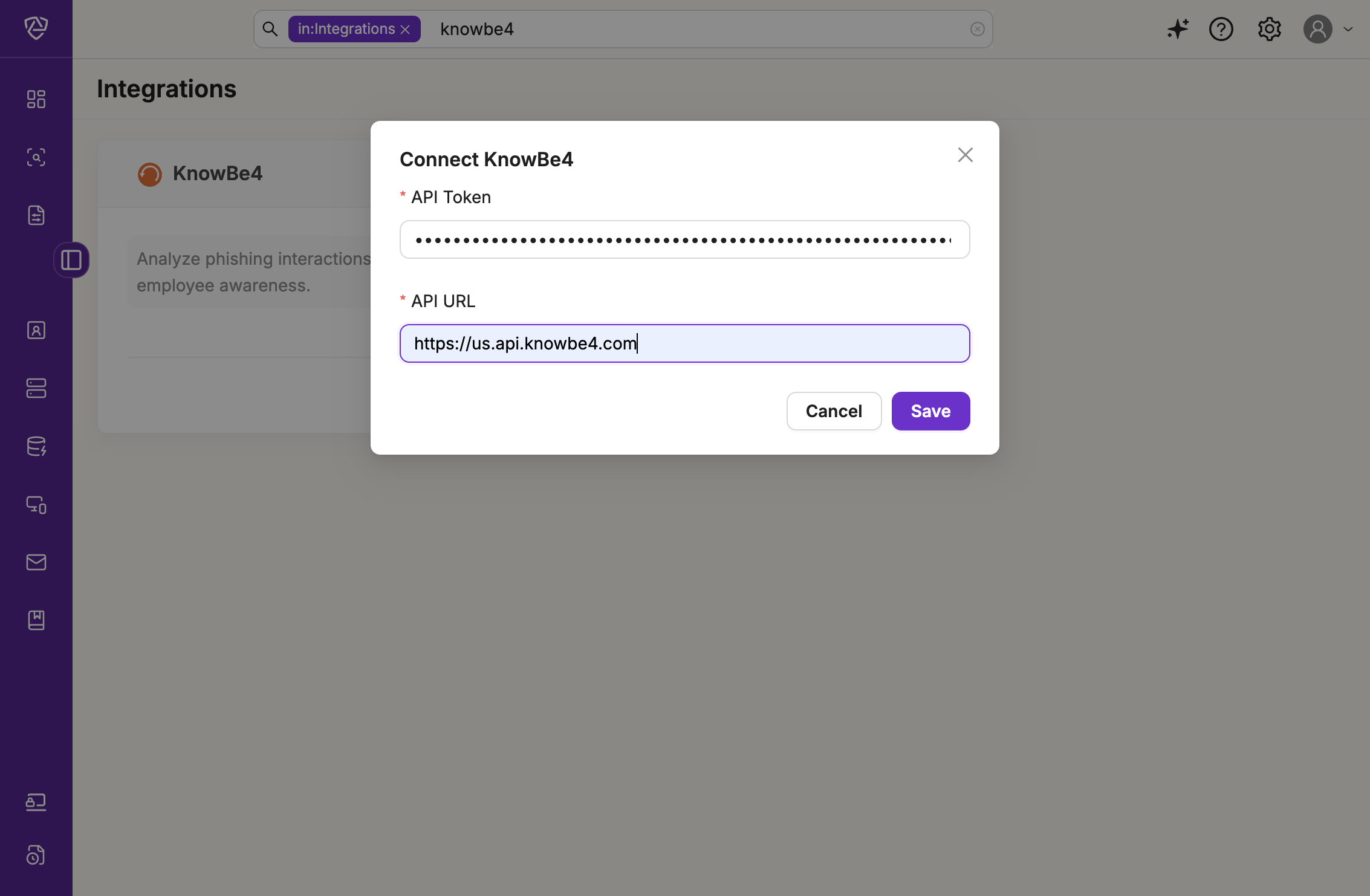 Enter your API URL, like "https://us.api.knowbe4.com"
