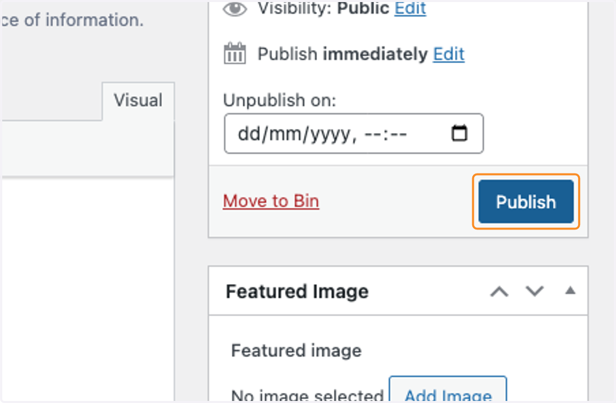 Scroll back up and use the Publish button to make your new item visible on your website.