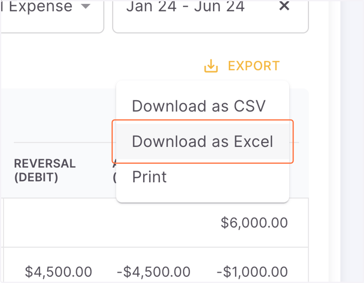 Click on Download as Excel