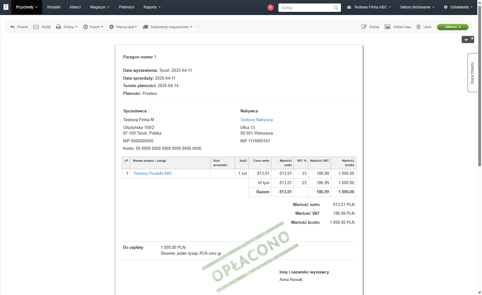Aby zweryfikować czy rzeczywiście tak jest, kliknij nazwę produktu na dokumencie, by przejść do karty produktu.