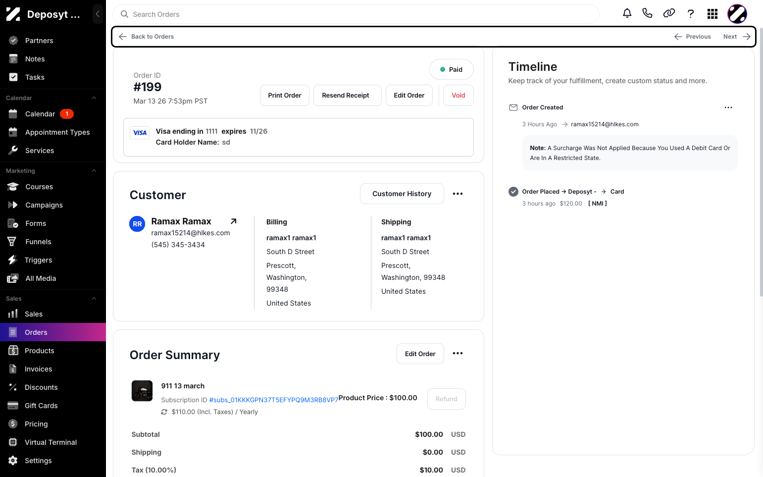 Step 3: Click the Order ID, Total Amount, Number of Items, Order Date, Payment Method, or Pay Status to open the Order Summary for that order.