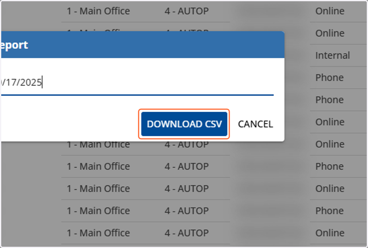 Select DOWNLOAD CSV