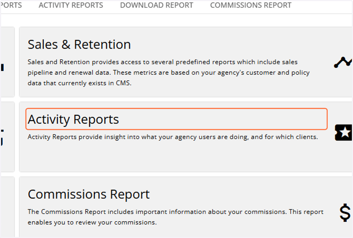 Click on Activity Reports