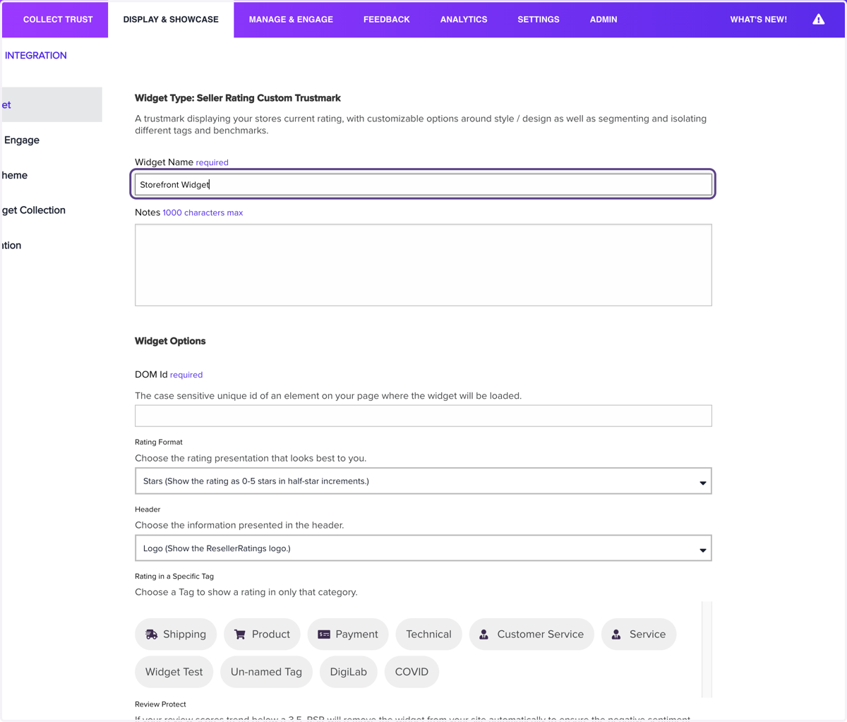 Type "Storefront Widget"