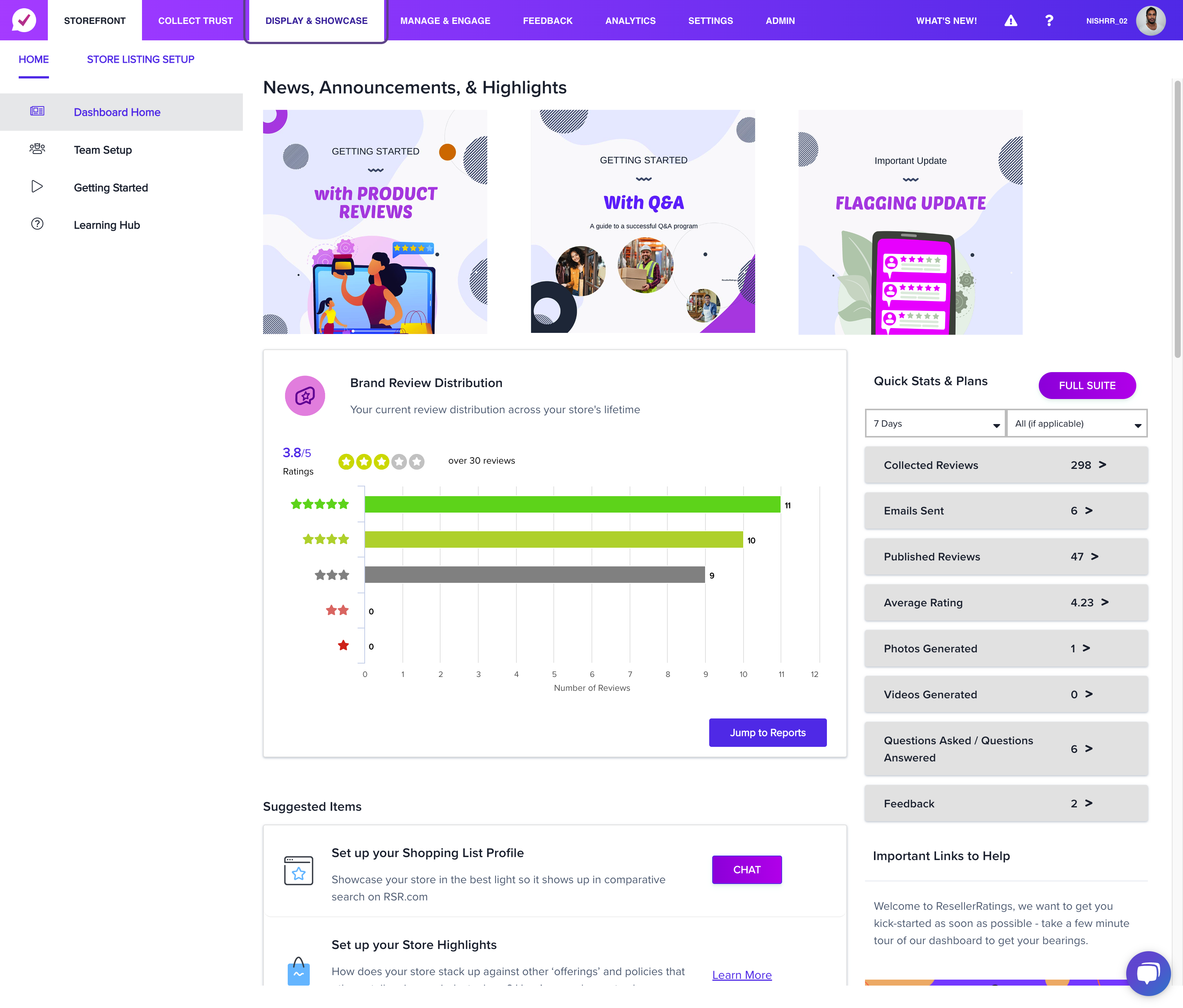Click on Display & Showcase