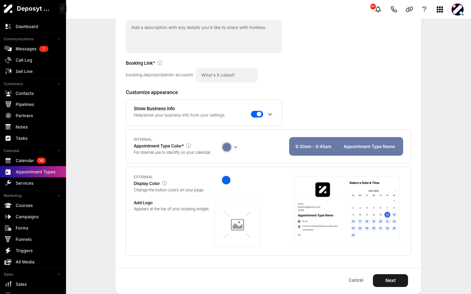 Create a New One-on-One Appointment Type