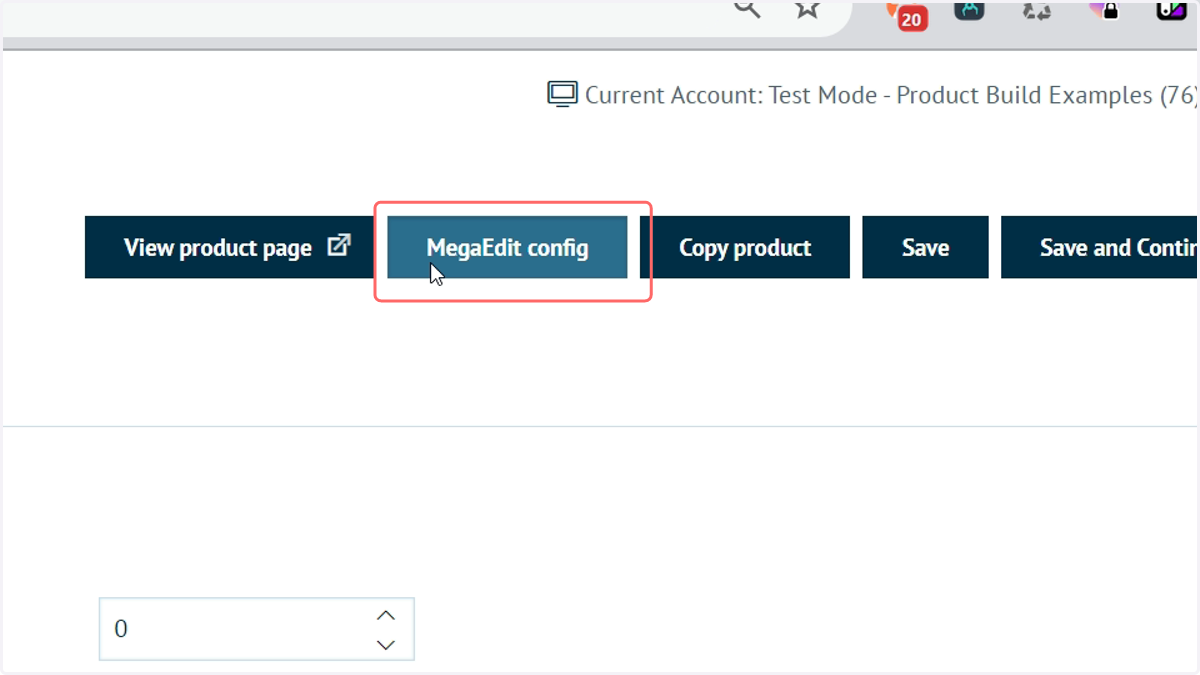 Click to access the MegaEdit config options
