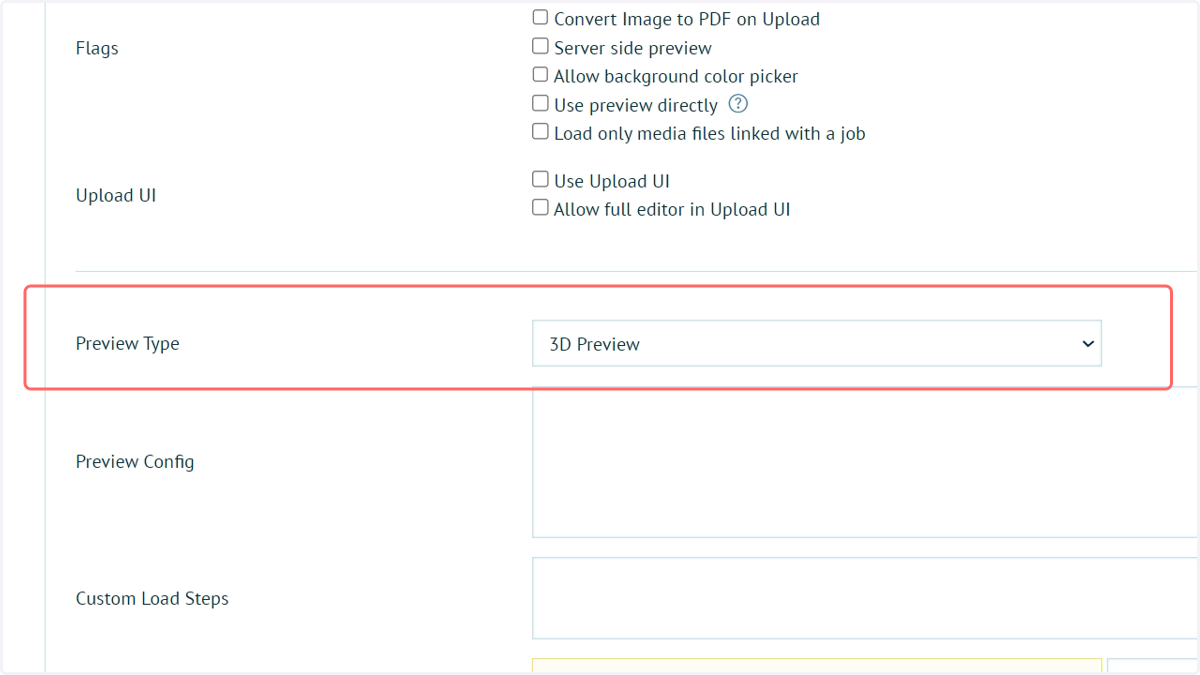 Select 3D Preview from the Preview Type dropdown