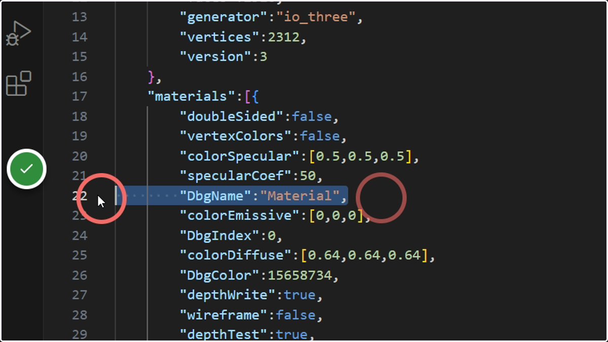 Navigate to the section related to the 'materials' used in the model.