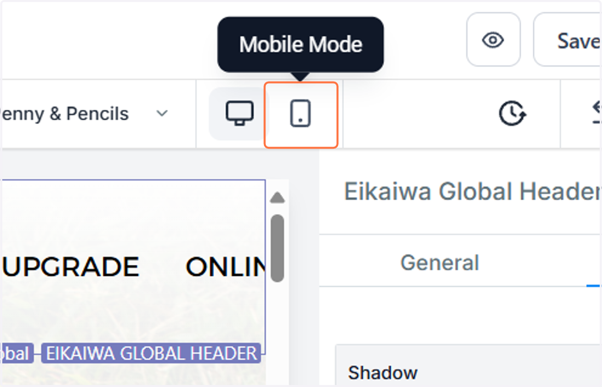 Click on the mobile icon