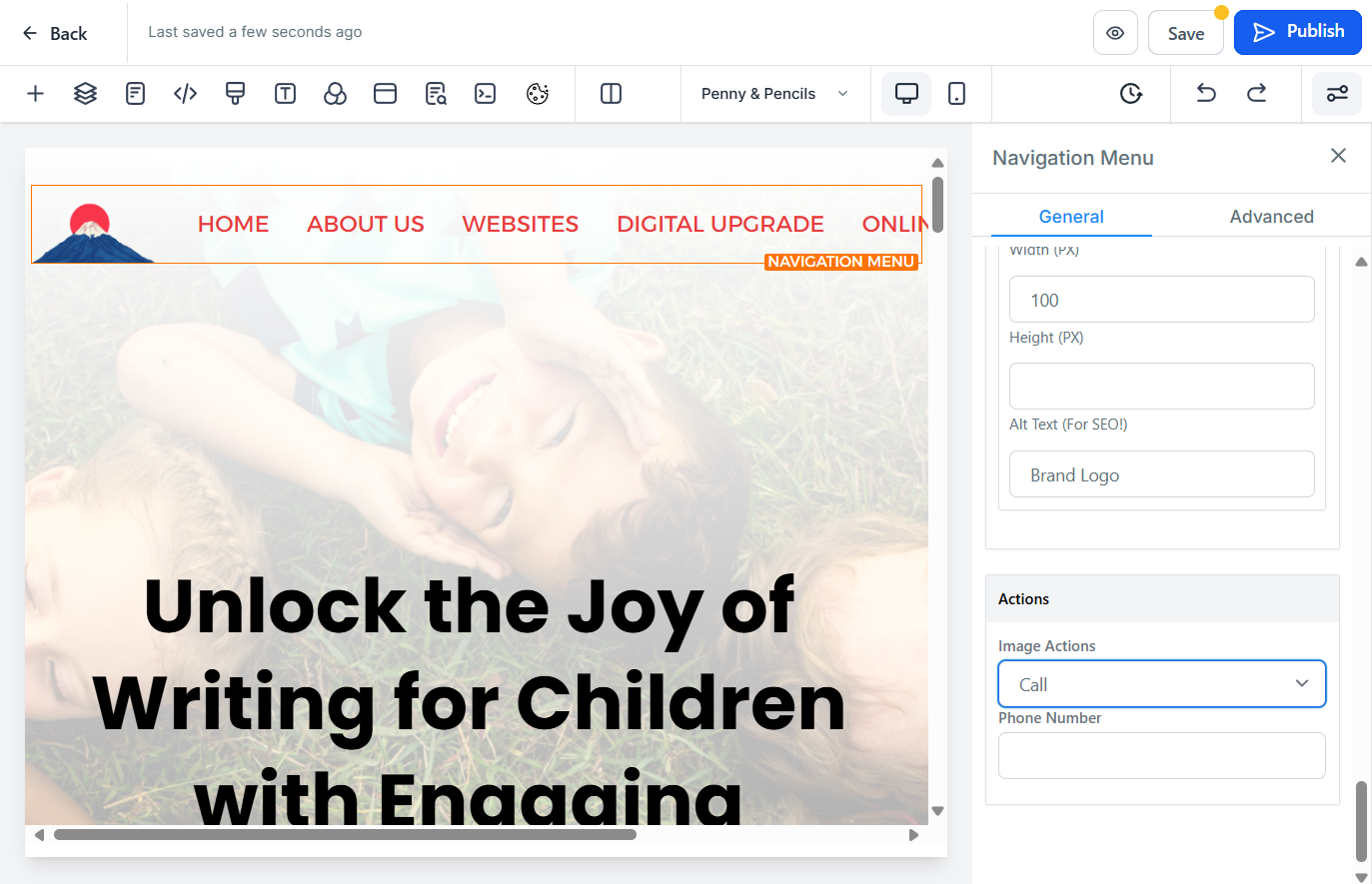 Save, or Publish to go live