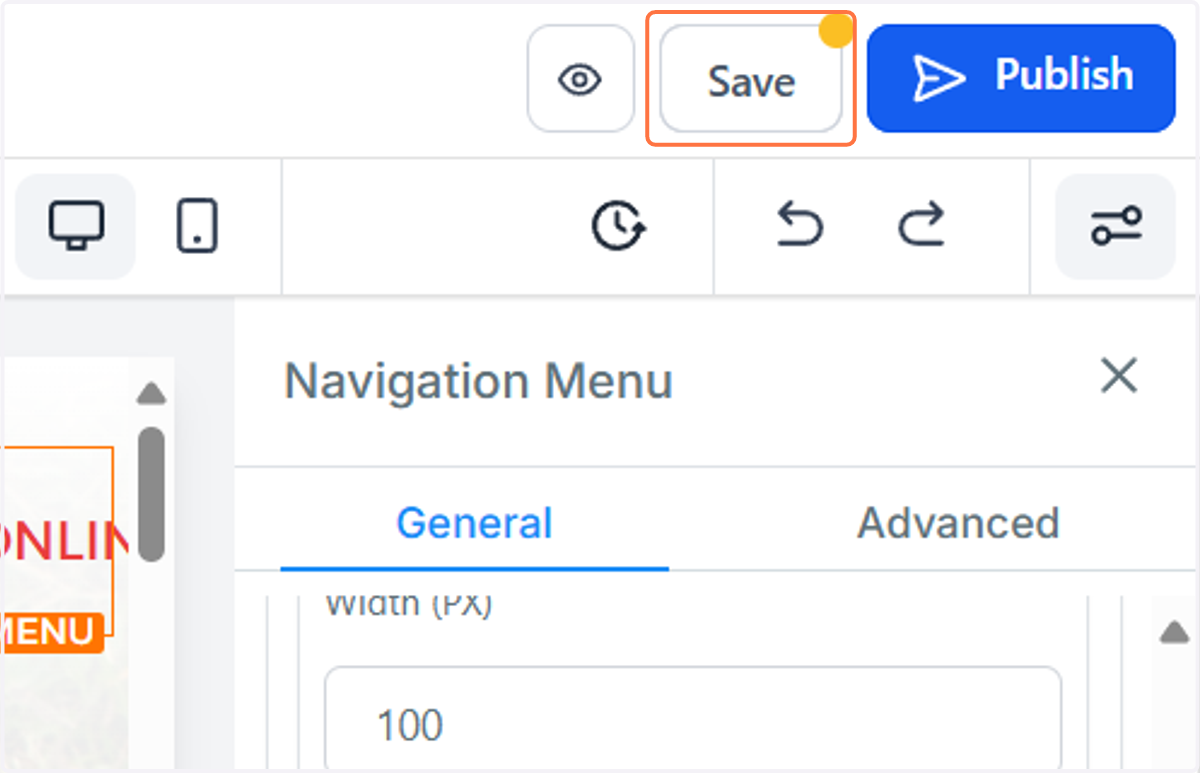 Save, or Publish to go live