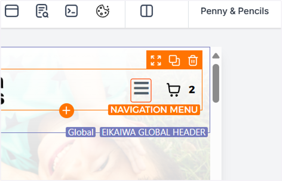 Click on the hamburger icon