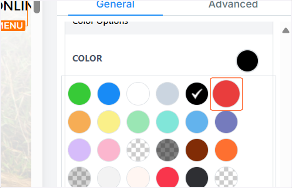 Click on the new colour