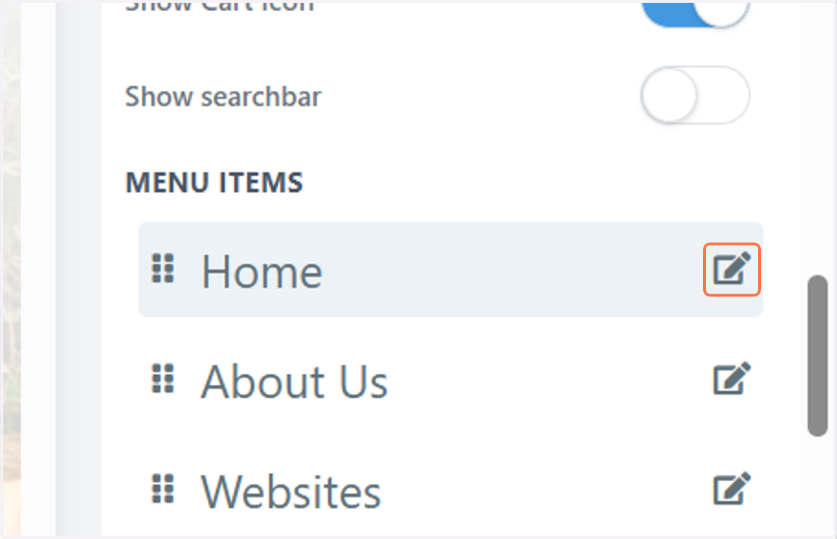 Click on the edit icon next to each item
