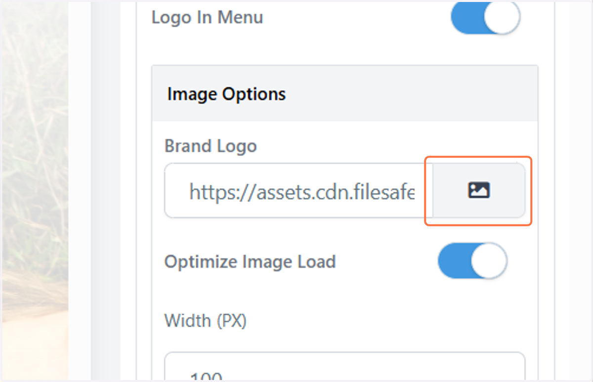 To change the logo, click on the image icon