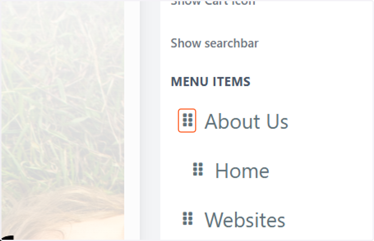 Hold down the left button on this icon to drag the menu items to different places.