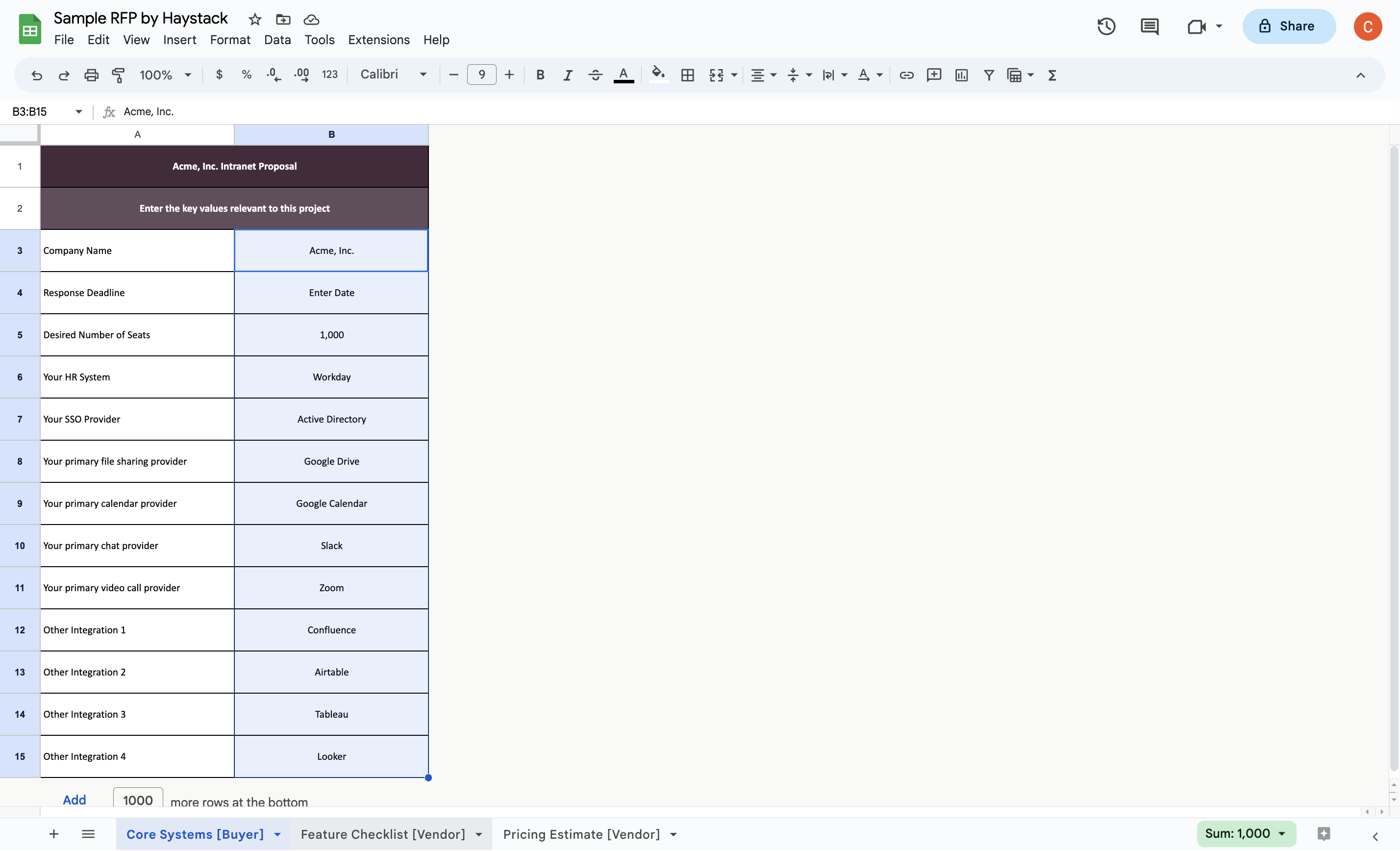 Navigate to the "Feature Checklist" tab