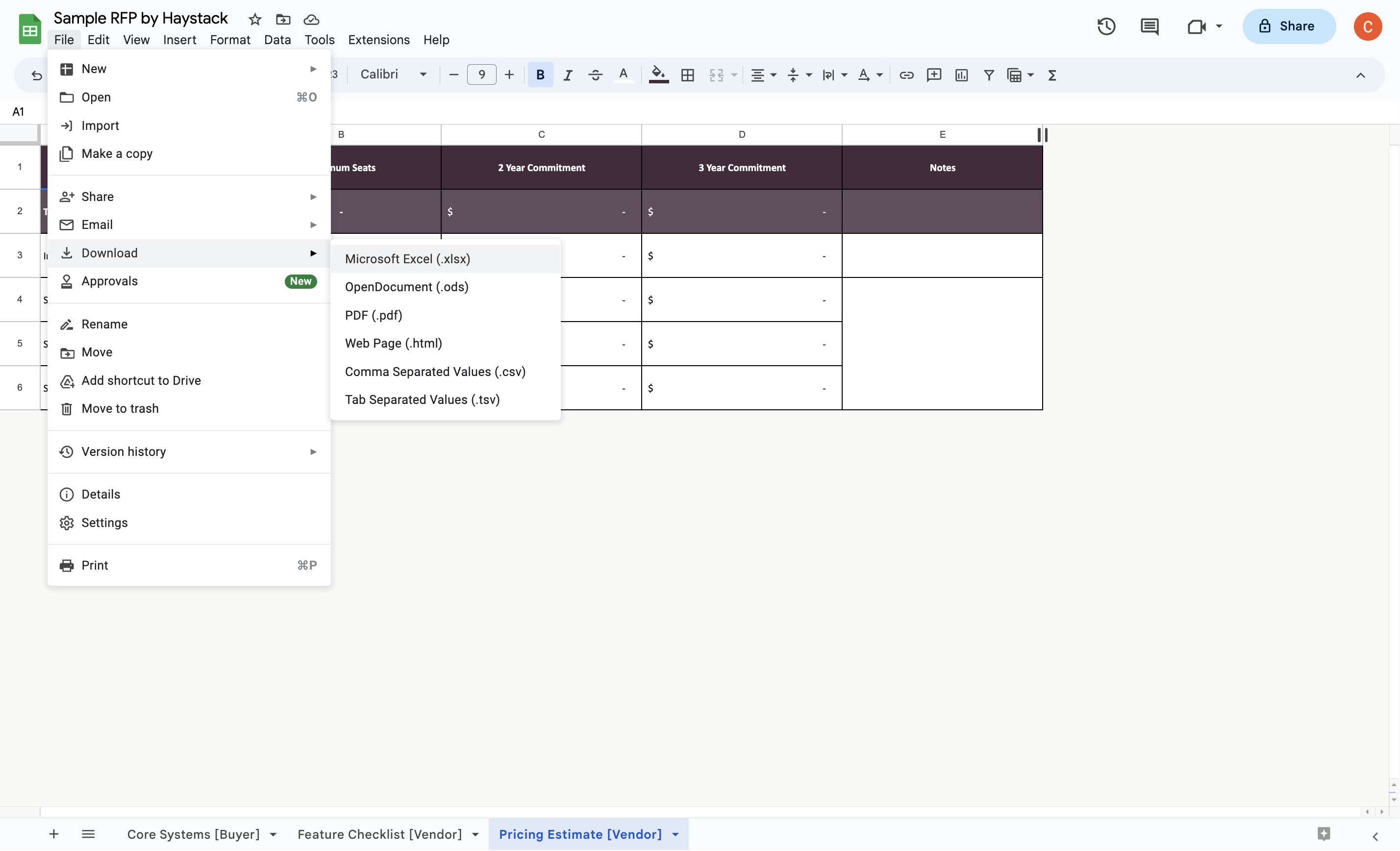 Click on Microsoft Excel (.xlsx)