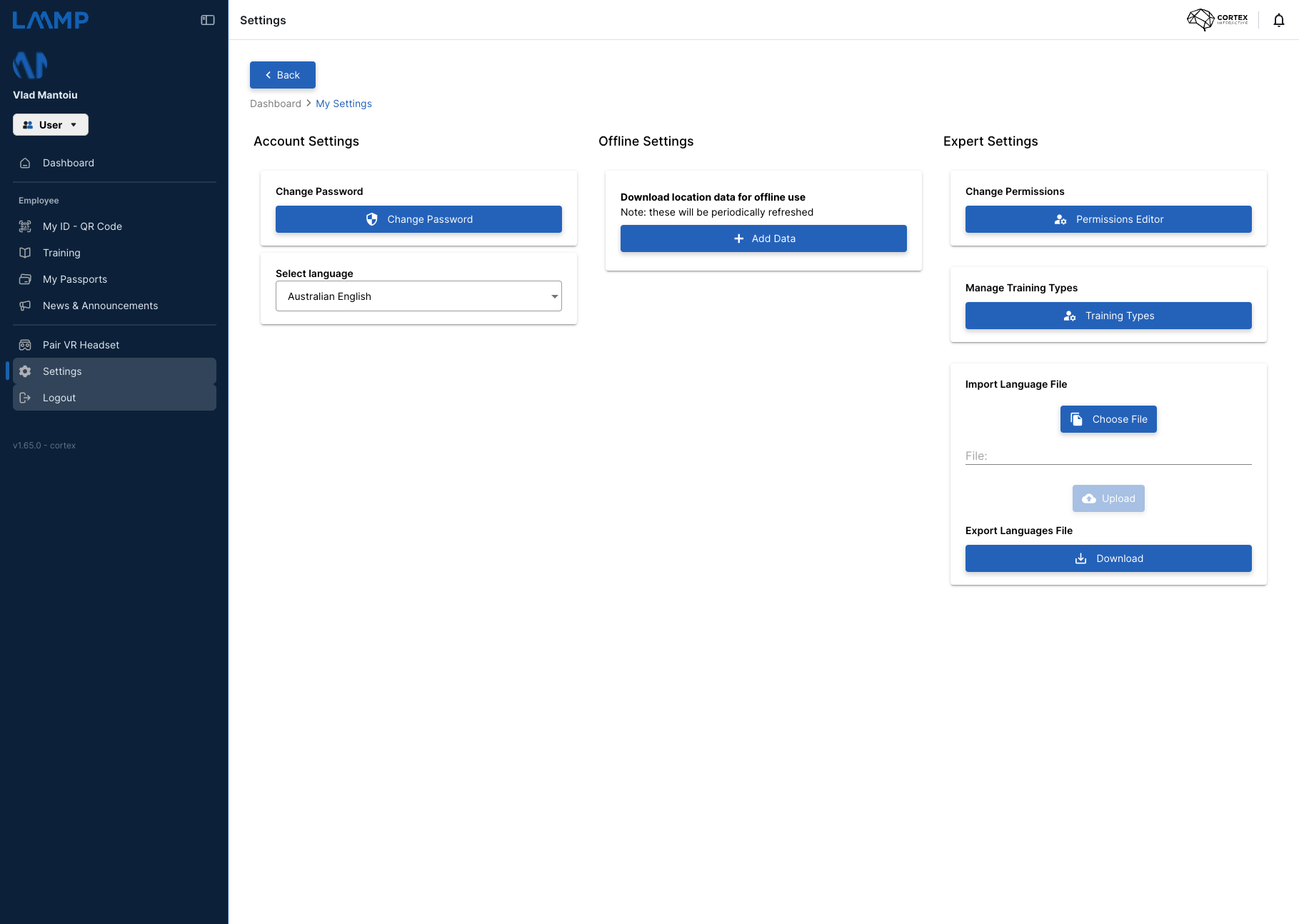 Click on Logout once you're done with Training