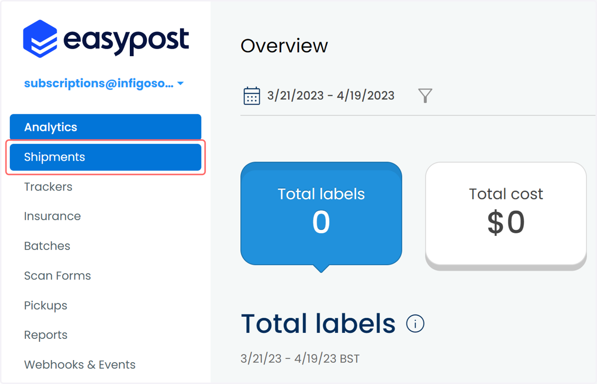 Click on Shipments