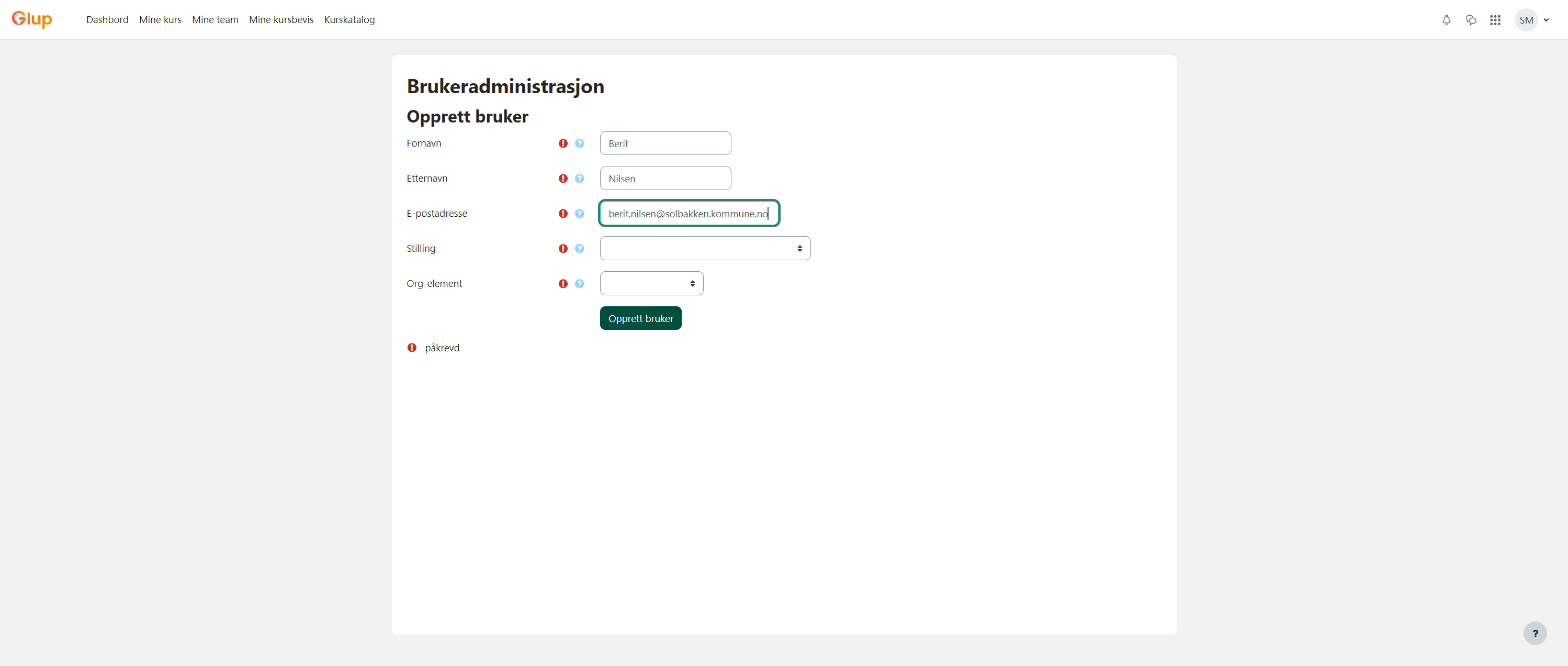 Skriv inn epostadresse
