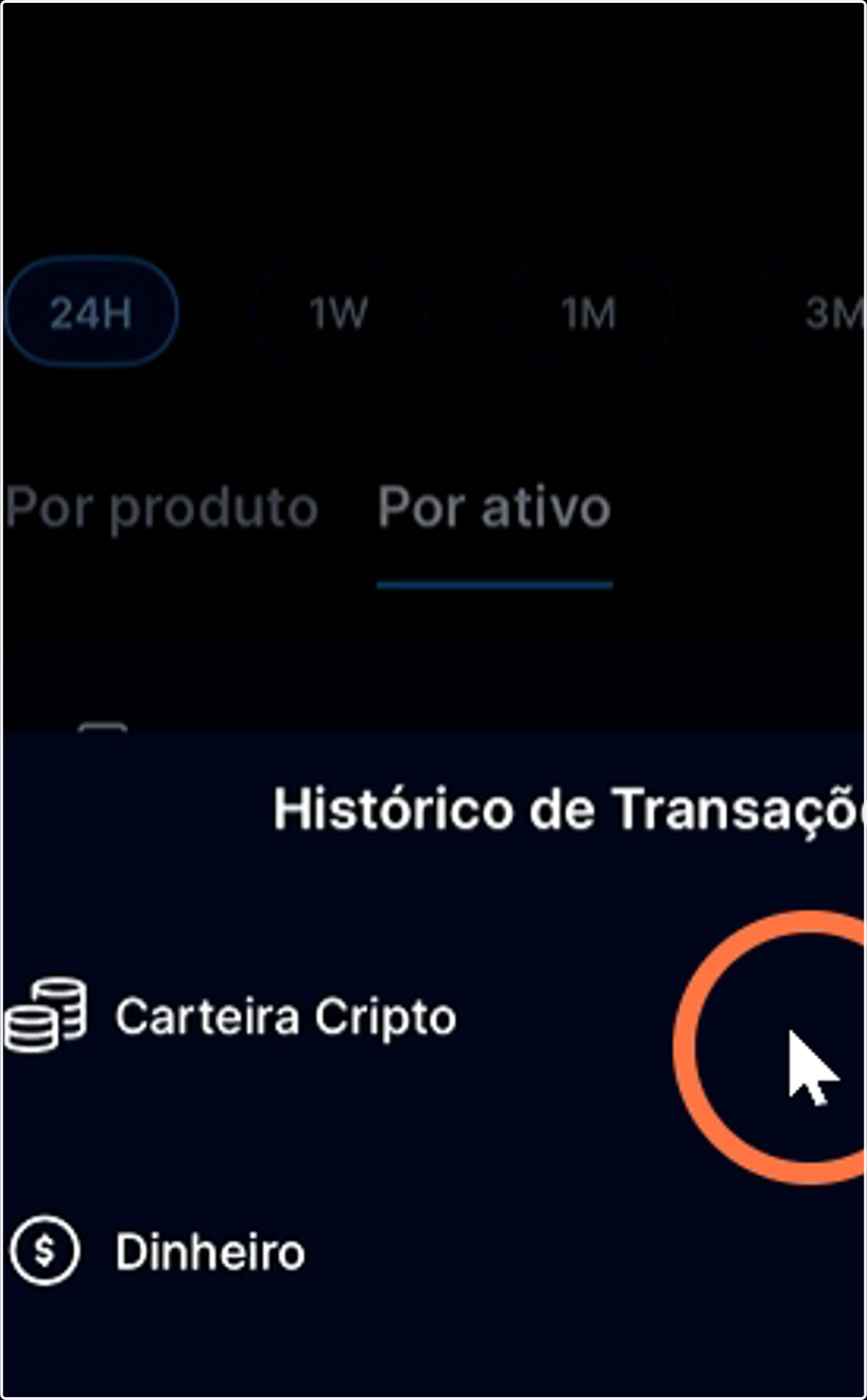 Clique em Carteira Cripto