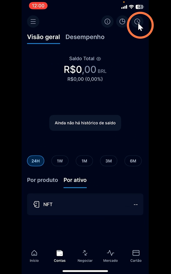 Clique em Histórico de Transações