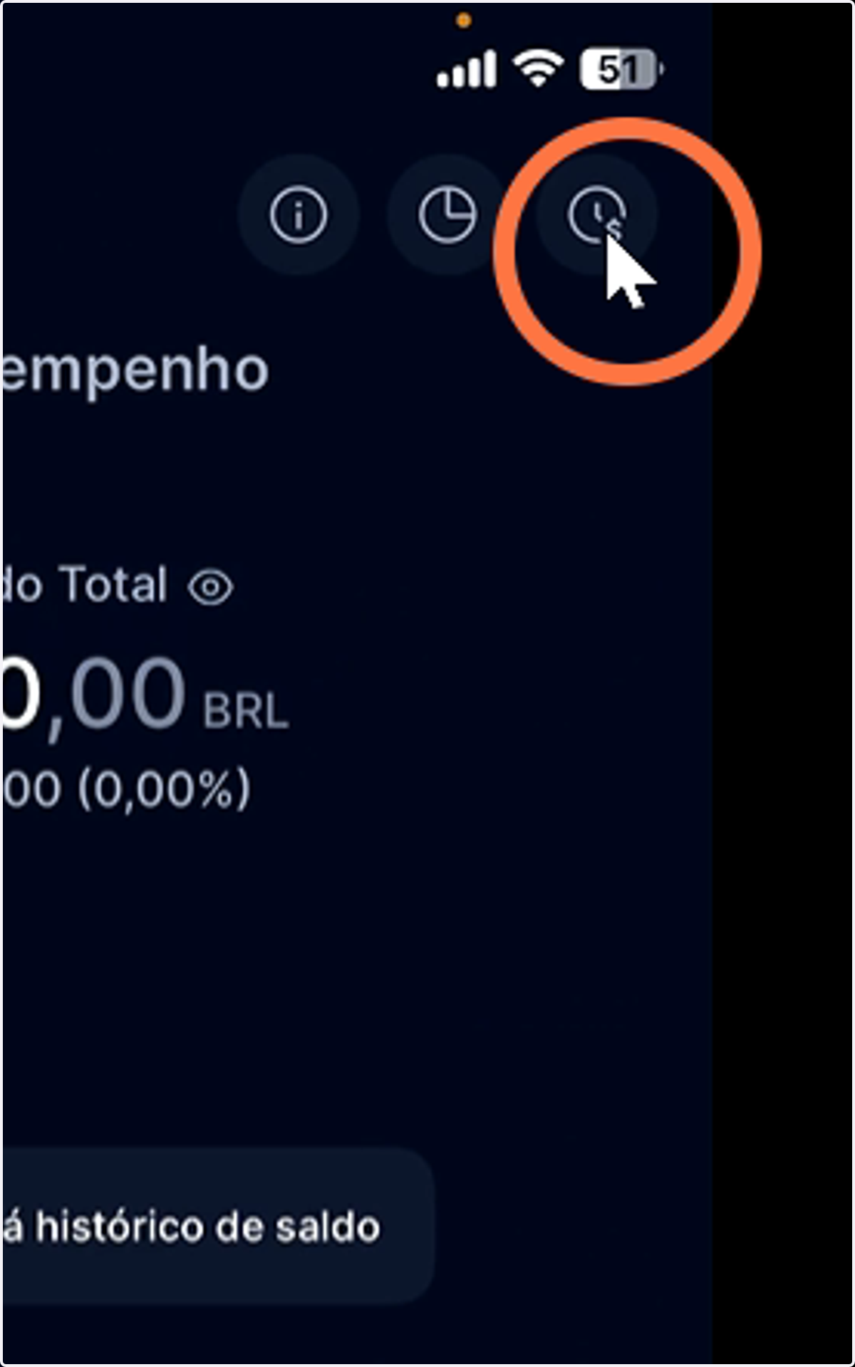 Clique em Histórico de Transações