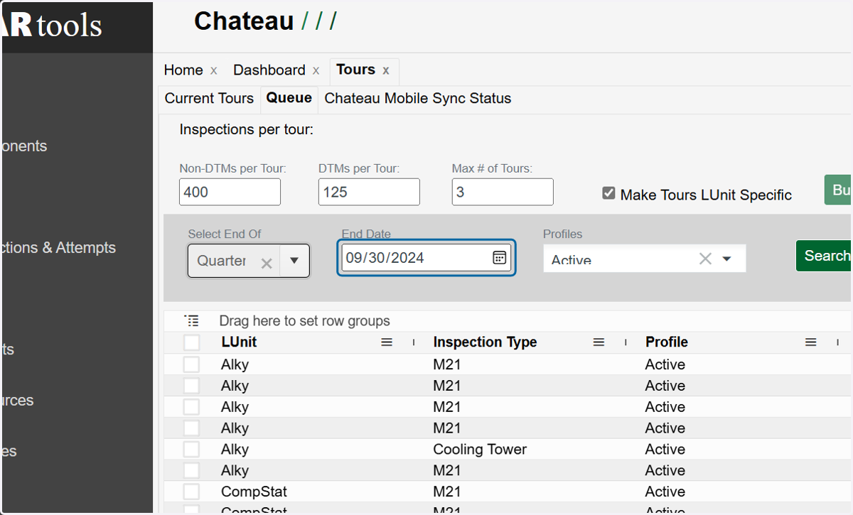Use the End Date field if you want to search for components due on OR BY a specific end date.