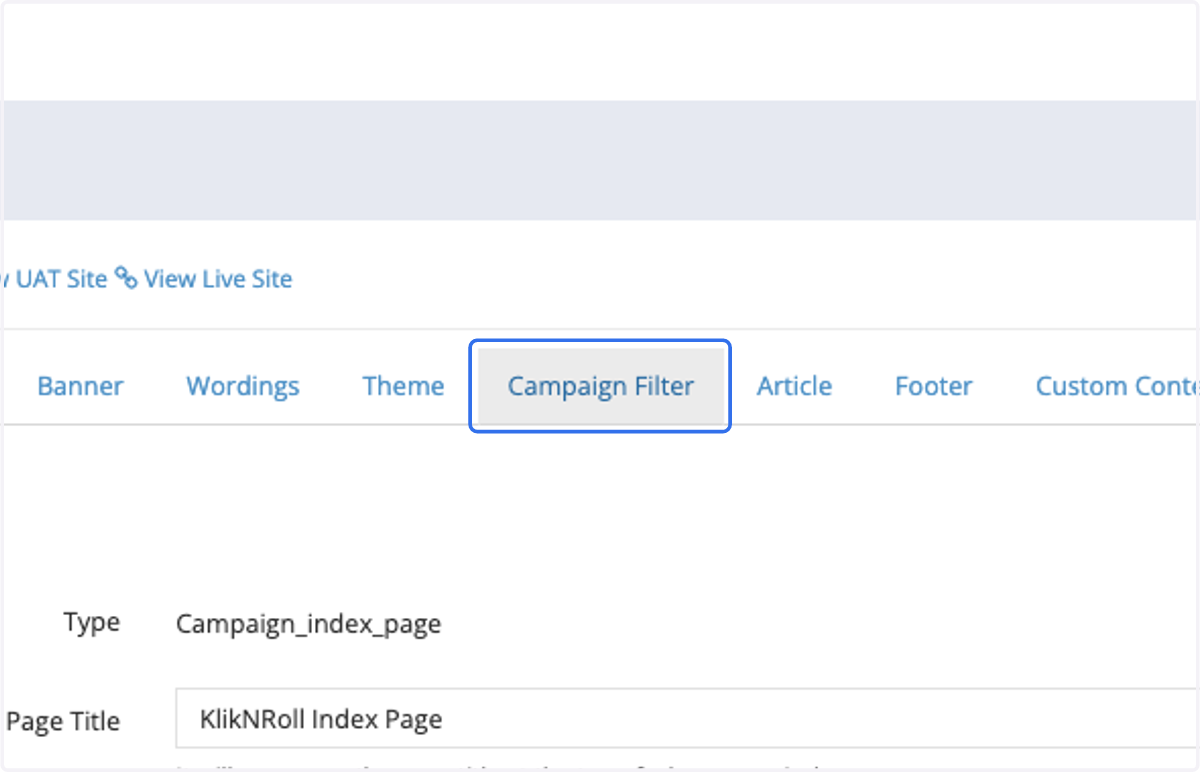 Click on Campaign Filter