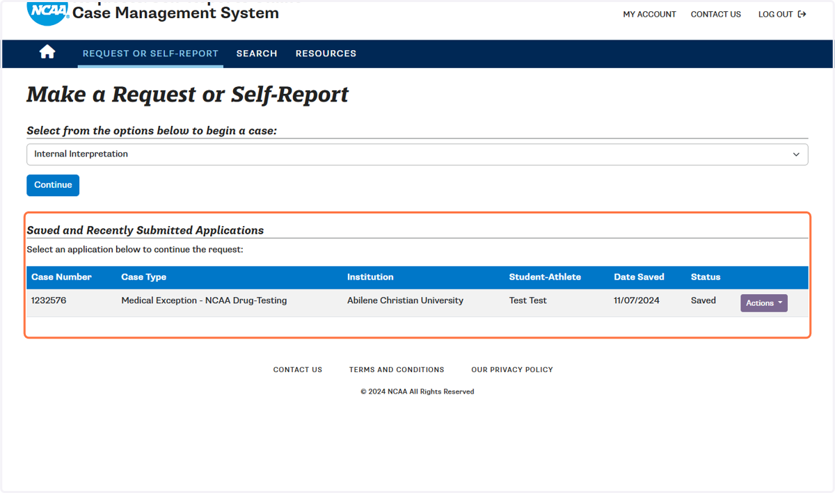 Click on Saved and Recently Submitted Applications.