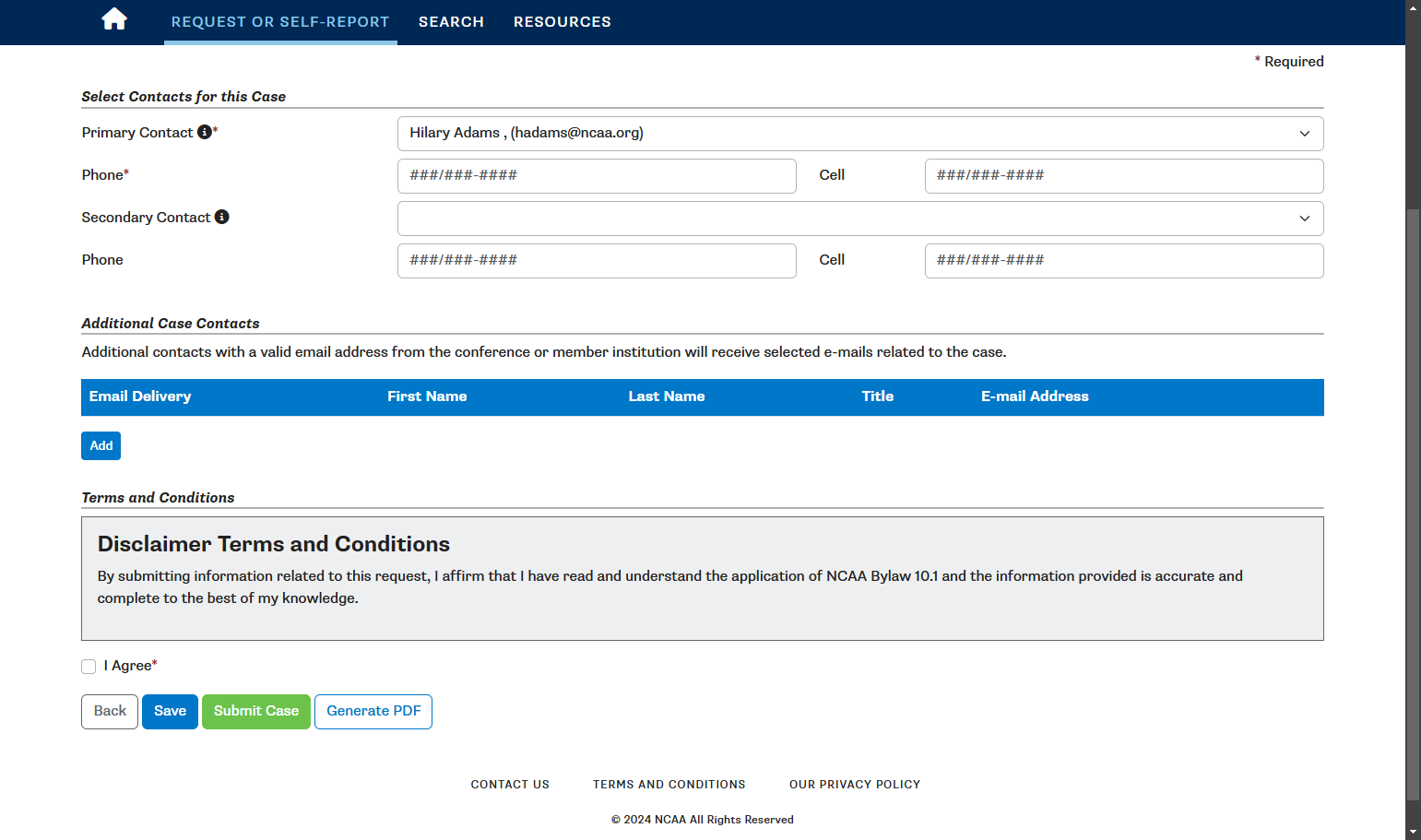 Add any additional case contacts as needed.
