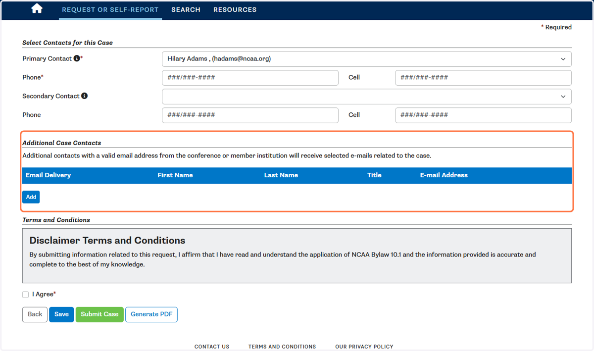 Add any additional case contacts as needed.