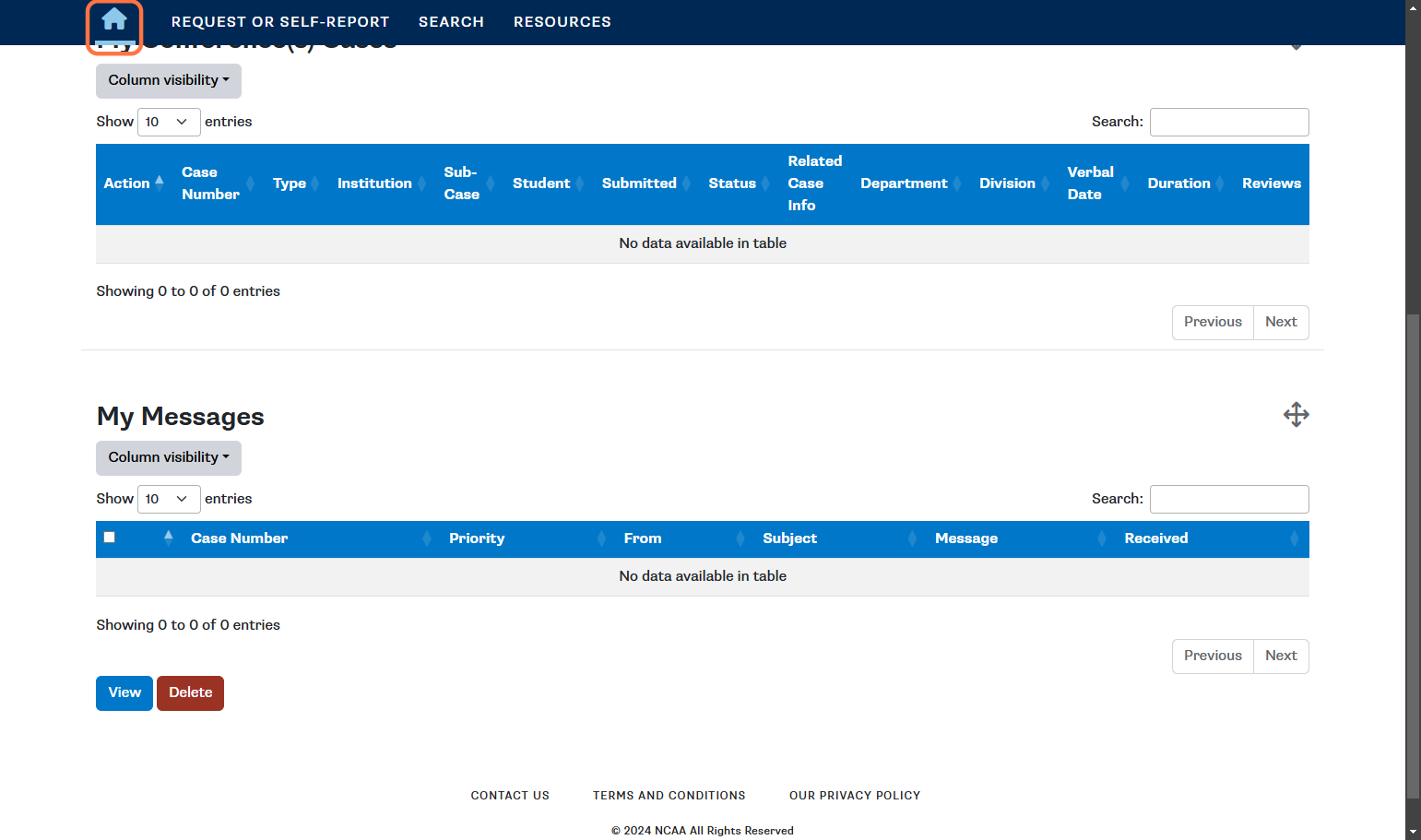 For communication about cases, scroll down to see My Messages on the RSRO homepage.