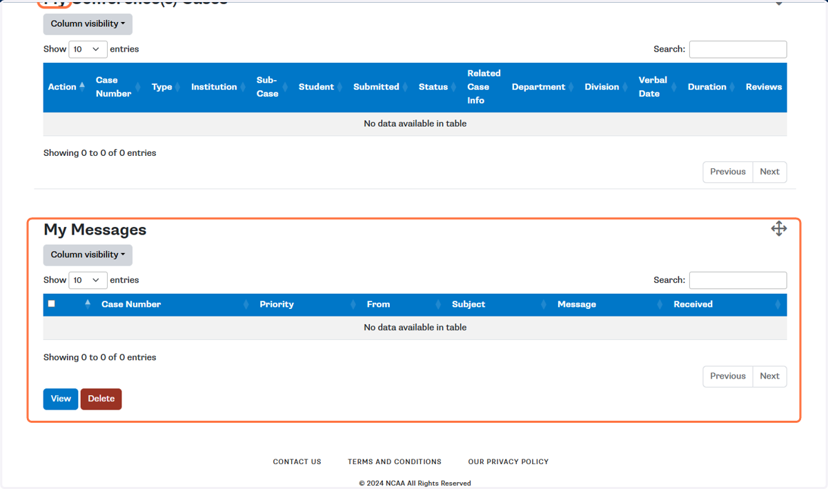 For communication about cases, scroll down to see My Messages on the RSRO homepage.