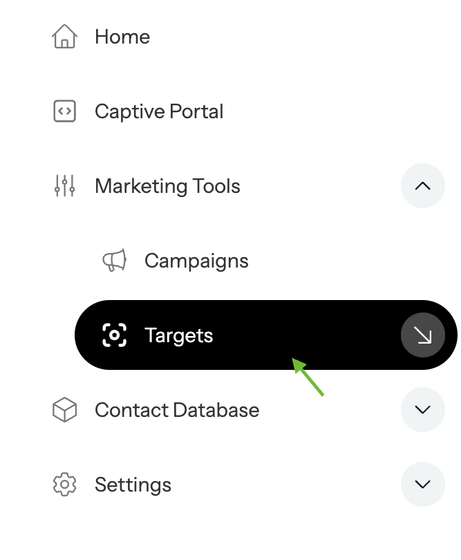 Go to the Targets Section in the Affinect dashboard.