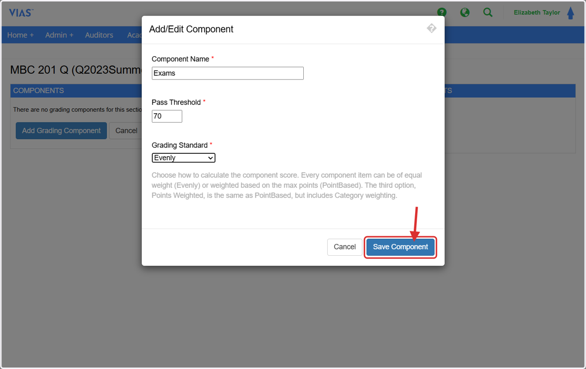 Click on Save Component