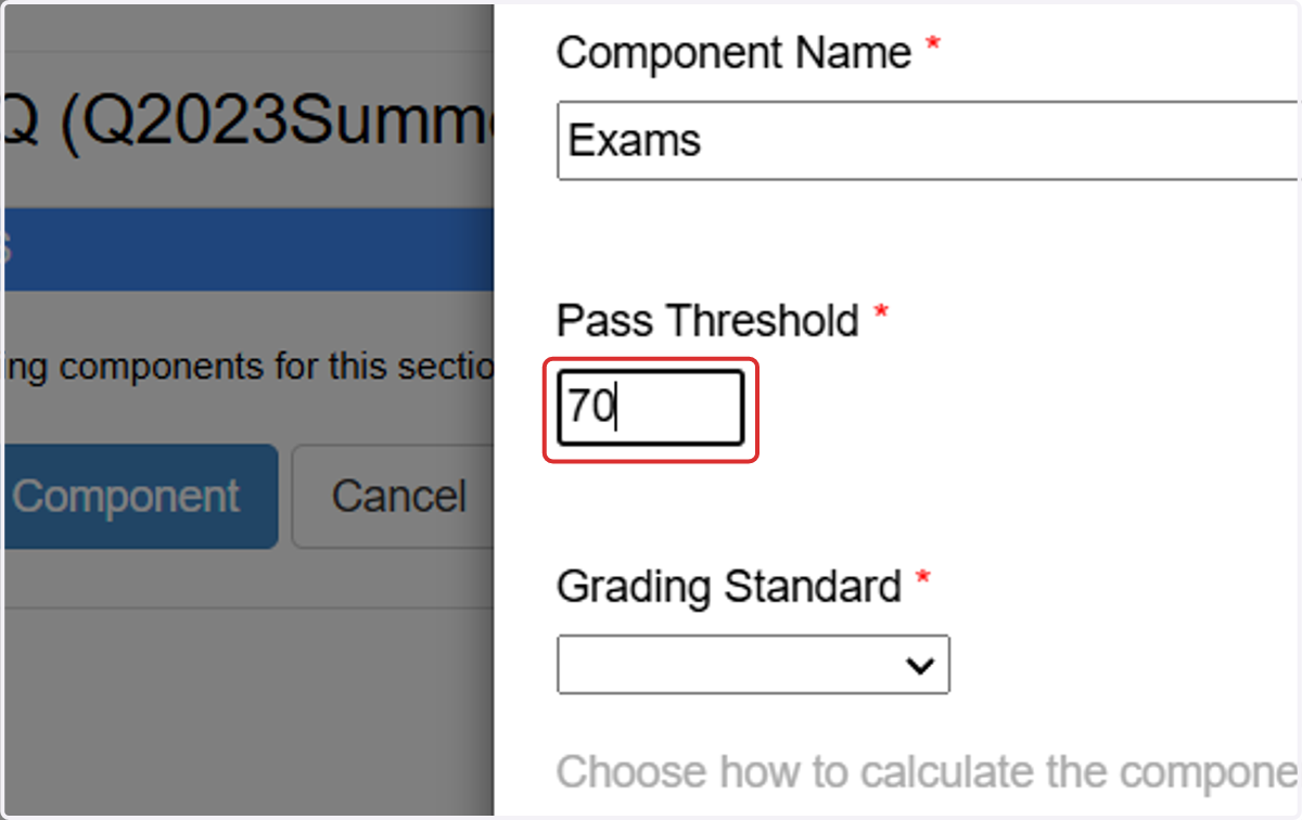 Type the Pass Threshold