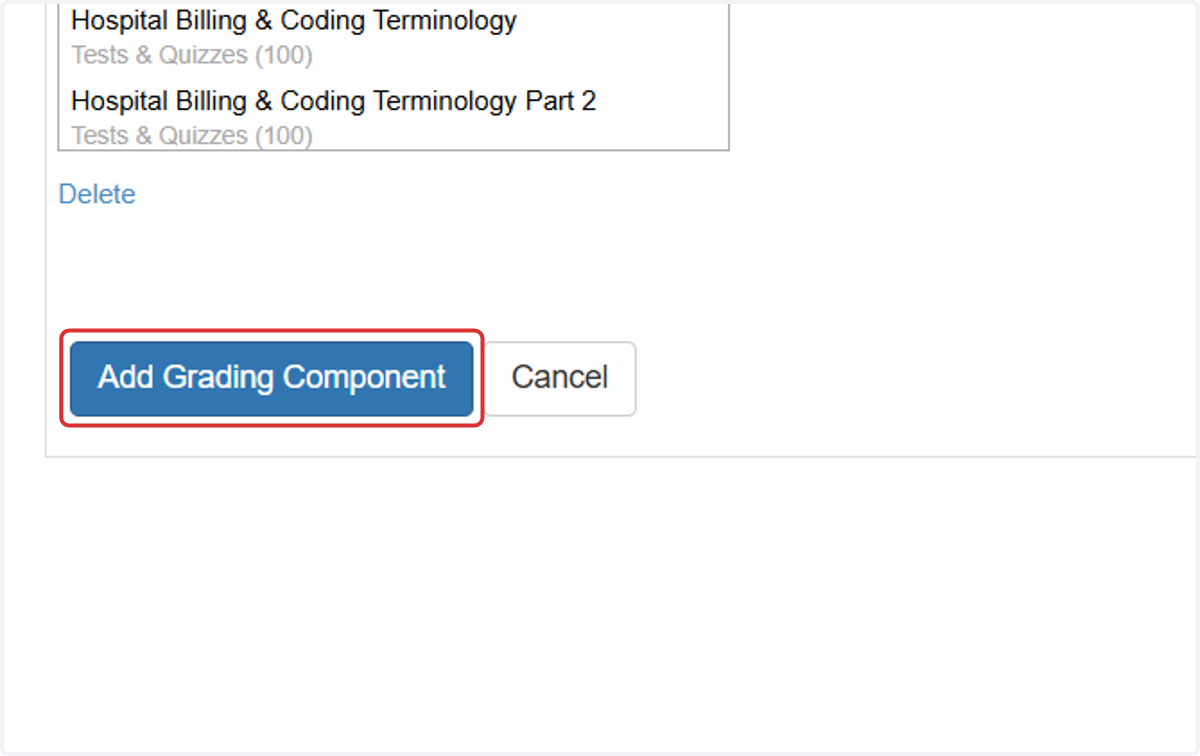Click on Add Grading Component
